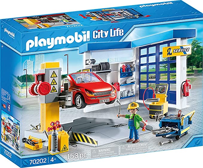 Playmobil 70202 City Life Car Repair Garage with Workshop and Car, educational toy, fun imaginative role play, playset suitable for children ages 4+